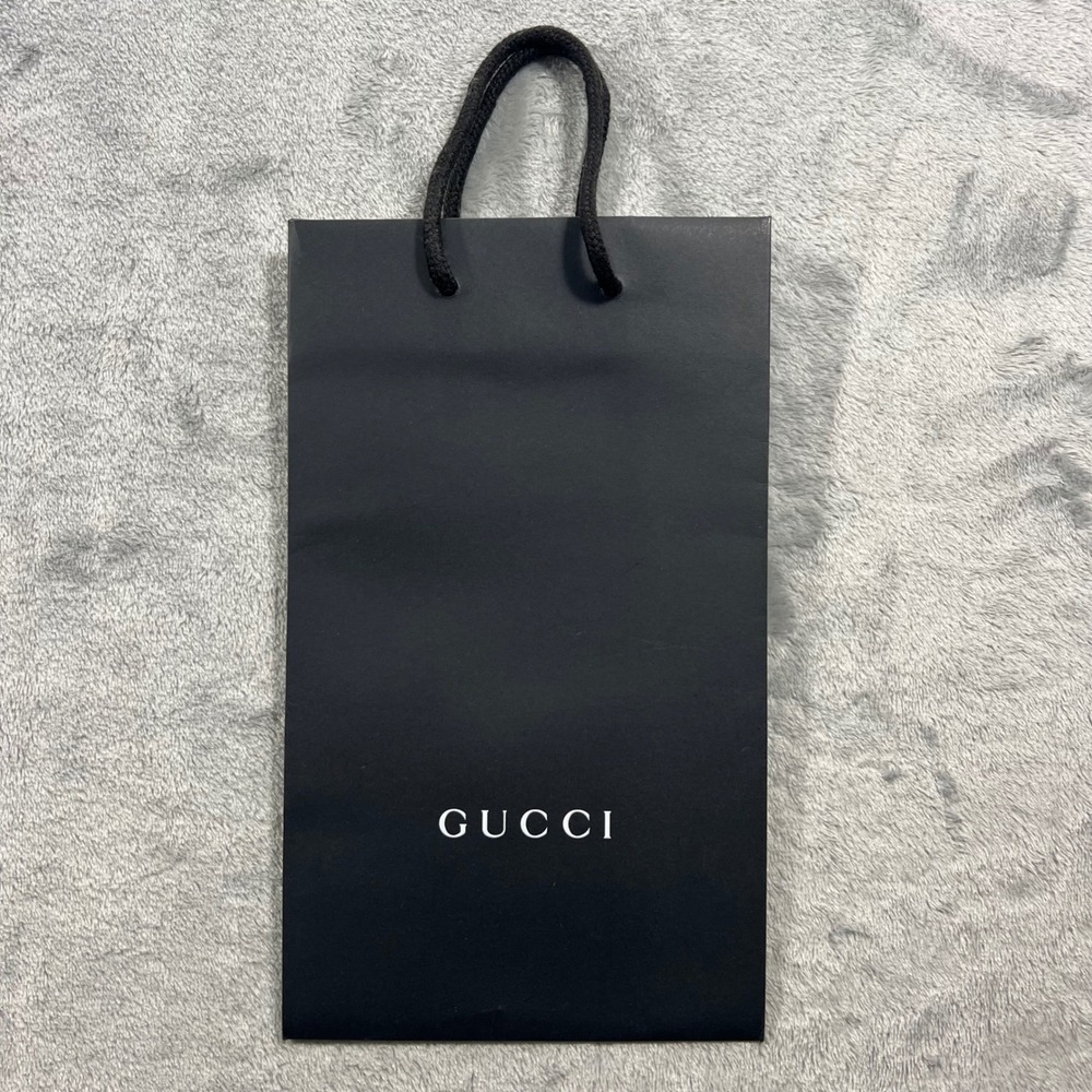 GUCCI Shopping Bag Small Black Paper Rope Handle Authentic Good Condition 11x7x4